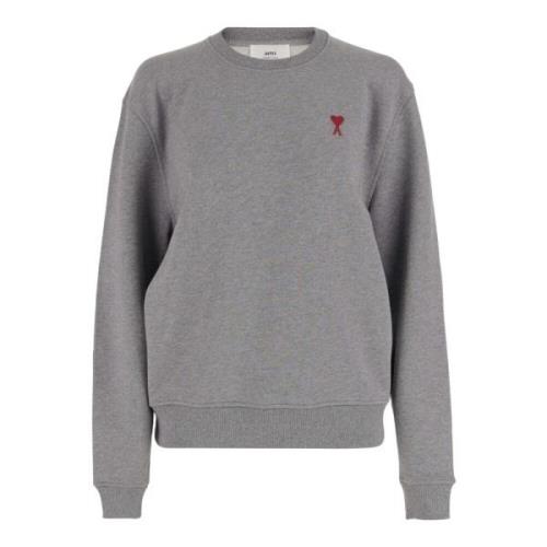 Ami Paris Grå Bomull Crew Neck Sweatshirt Gray, Dam