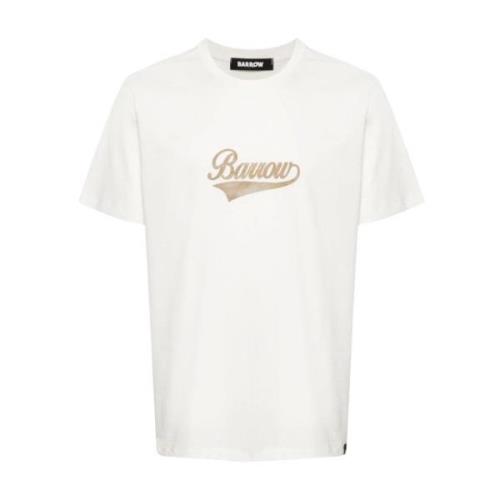 Barrow Crew Neck T-shirt med Tryck fram och bak White, Herr