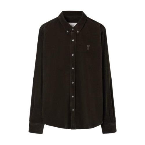 Ami Paris Brun Button Down Skjorta Brown, Herr