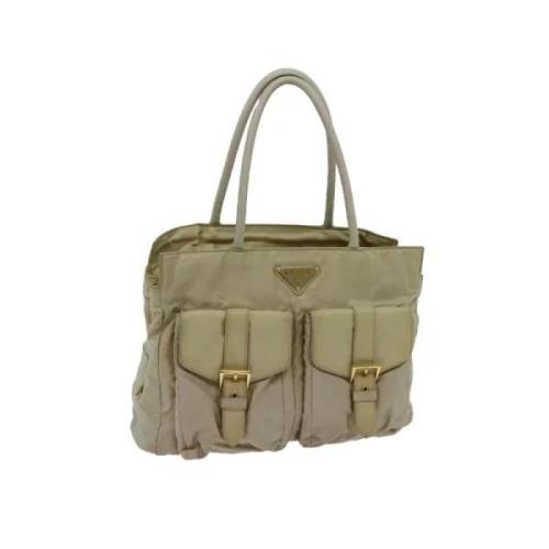 Prada Vintage Pre-owned Nylon prada-vskor Beige, Dam