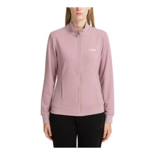 Emporio Armani EA7 Enfärgad Sweatshirt med Dragkedja och Logga Pink, D...