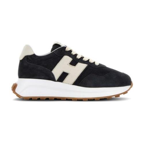 Hogan Svarta Lädersneakers Black, Dam