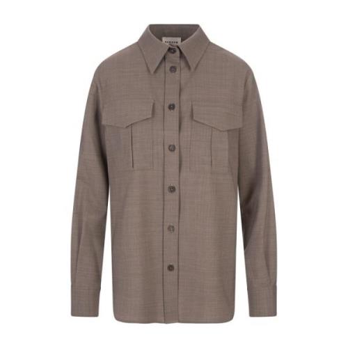 P.a.r.o.s.h. Taupe Stretch Wool Shirt Brown, Dam