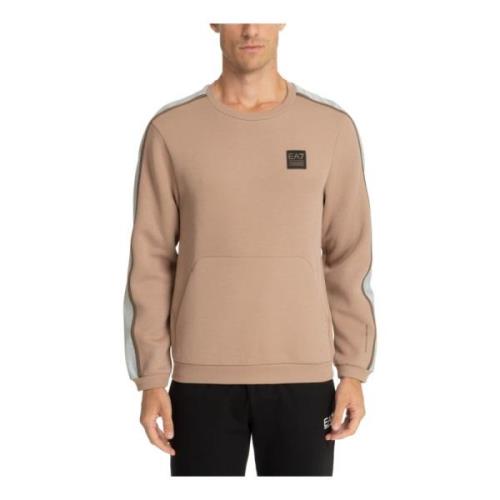 Emporio Armani EA7 Enfärgad Logo Ficka Sweatshirt Beige, Herr