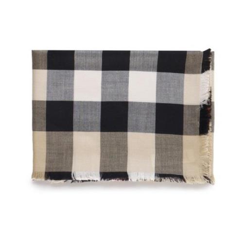 Burberry Lyxigt Rutigt Mönster Sidenscarf Beige, Unisex