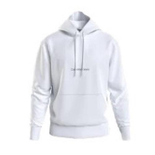 Calvin Klein Institutional Hoodie Vit Svart Logo White, Herr