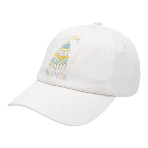 Casablanca Vit Twilltyg Broderad Hatt White, Herr