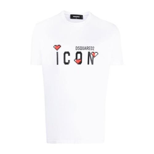 Dsquared2 Ikon Logo Print Bomull T-shirt White, Herr