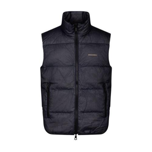 Dsquared2 Quiltad Navy Blue Puffer Vest Black, Herr