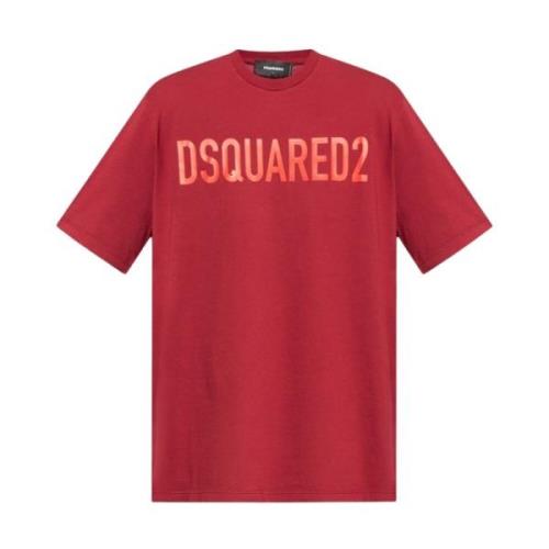 Dsquared2 Logo Print Crew Neck T-shirts Red, Herr