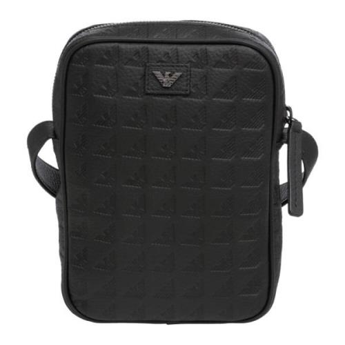 Emporio Armani Logo Crossbody Väska med Justerbar Rem Black, Herr