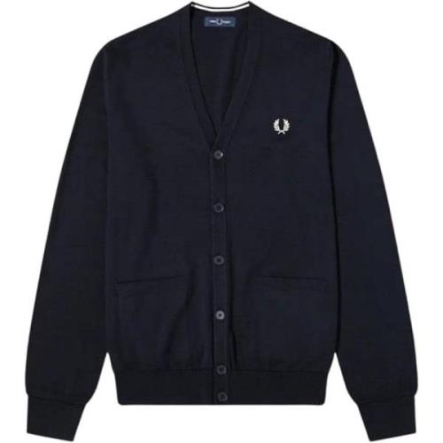 Fred Perry Merinoull Kofta Modernistisk Stil Blue, Herr