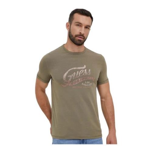 Guess Stretch Bomull T-shirt - Grön Green, Herr