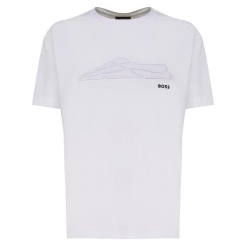 Hugo Boss Vit Bomull T-shirt Rund Krage Korta ärmar White, Herr