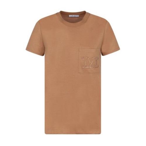 Max Mara Broderad Logotyp T-shirt Kamelbrun Brown, Dam