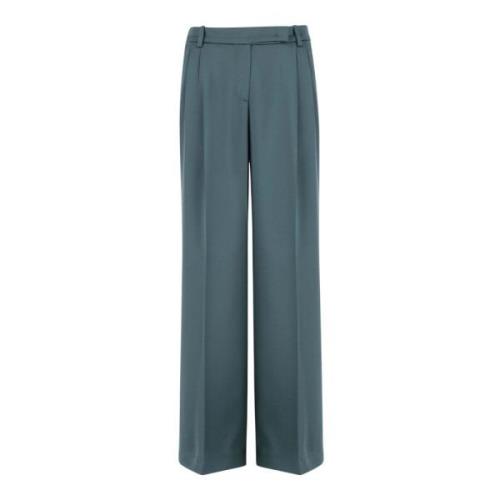 Pinko Grön Satin Wide Leg Byxor Green, Dam