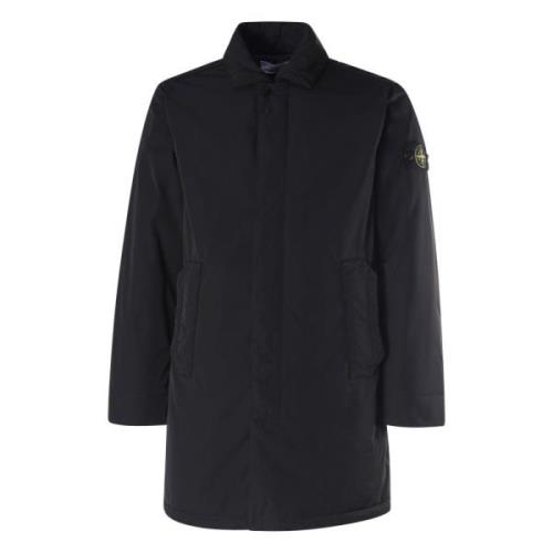 Stone Island Svart Jacka Stora Fickor Dold Dragkedja Black, Herr