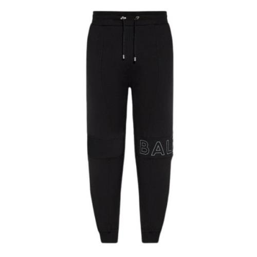 Balmain Svarta Bomulls Joggingbyxor Elastisk Midja Black, Herr