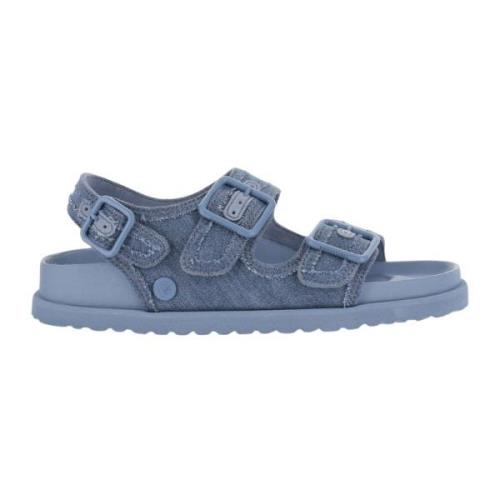 Birkenstock Denim Läderrem Sandaler Blue, Dam