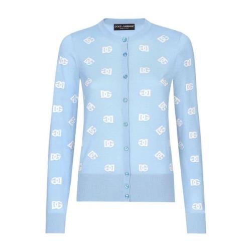 Dolce & Gabbana Cardigan med tryckt logotyp Blue, Dam