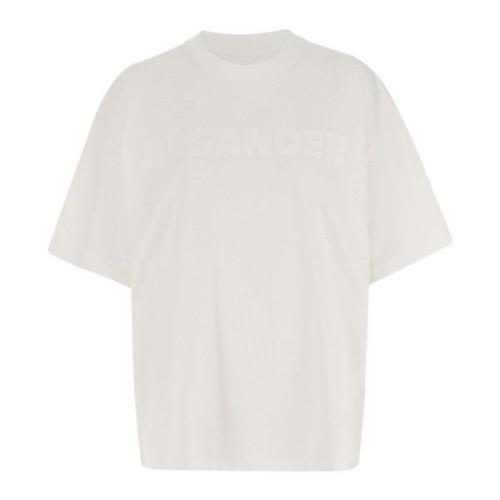 Jil Sander Bomull T-shirt med Präglat Logotyp White, Dam