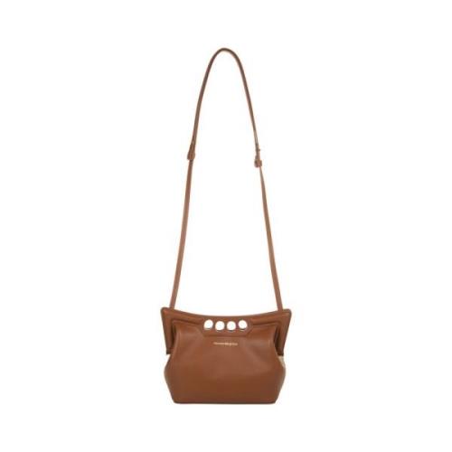 Alexander McQueen Karamell Läder Peak Mini Väska Brown, Dam