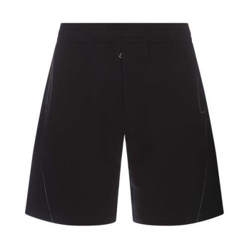 Alexander McQueen Svarta bomullssportshorts med kontraststygn Black, H...