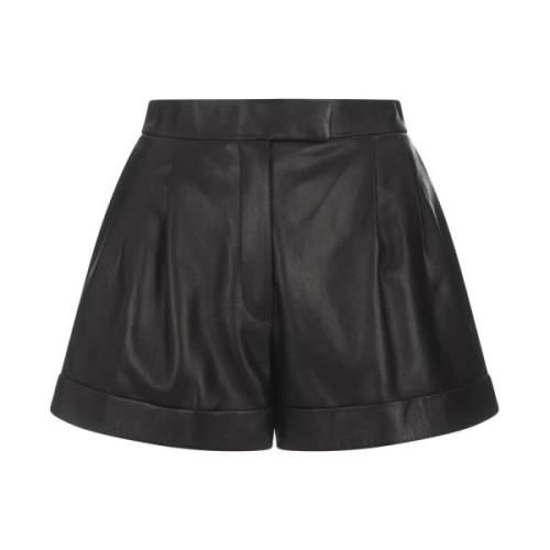 Alexander McQueen Svarta Läder High-Waisted Shorts Black, Dam