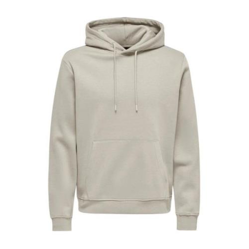 Only & Sons Casual Hoodie Sweatshirt Gray, Herr