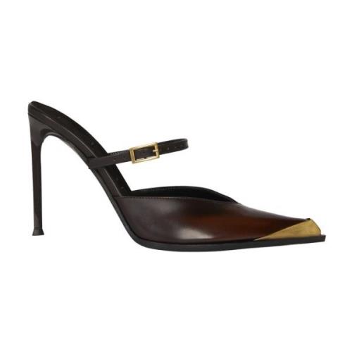 Etro Brun Läder Stilettklack Pumps Brown, Dam