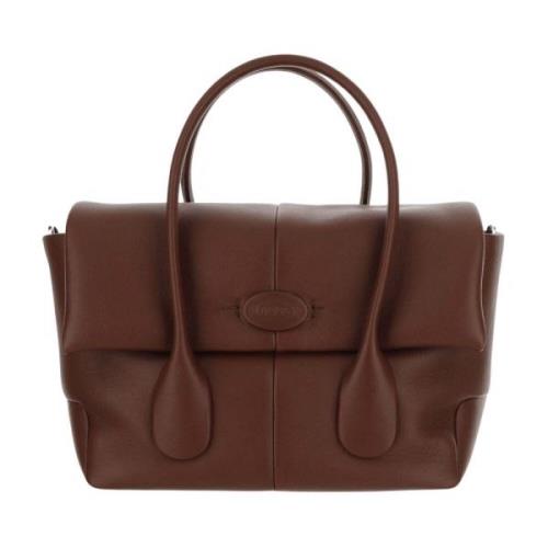 Tod's Kalvskinn Handväska Flap Stängning Brown, Dam