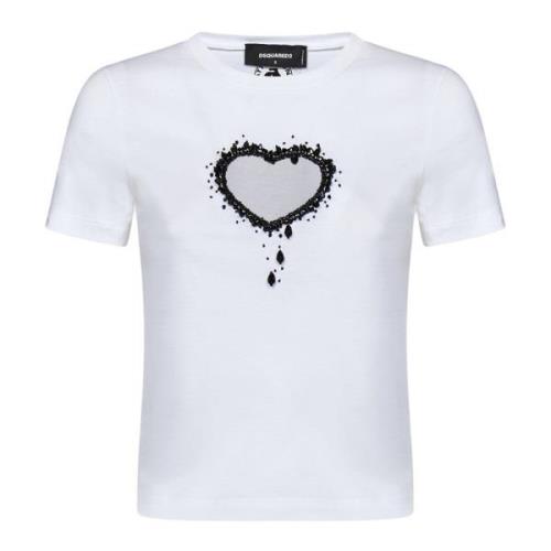 Dsquared2 Hjärtklippt Vit T-shirt White, Dam