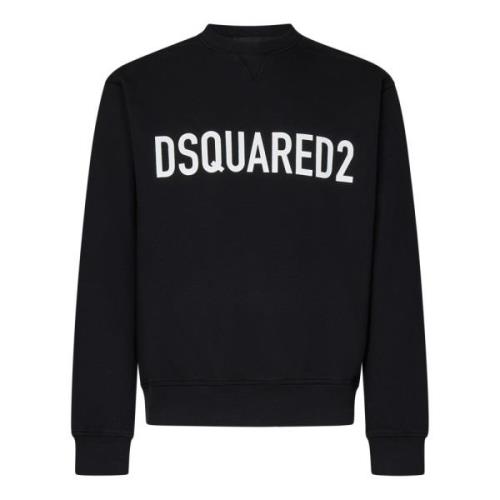 Dsquared2 Svart Logo Print Crewneck Sweatshirt Black, Herr