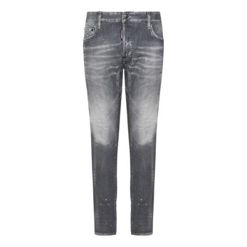 Dsquared2 Slim-Fit Grå Used-Wash Denim Biker Jeans Gray, Herr