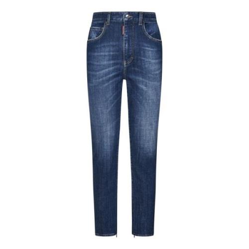 Dsquared2 Hög Midja Twiggy Blå Denim Jeans Blue, Dam