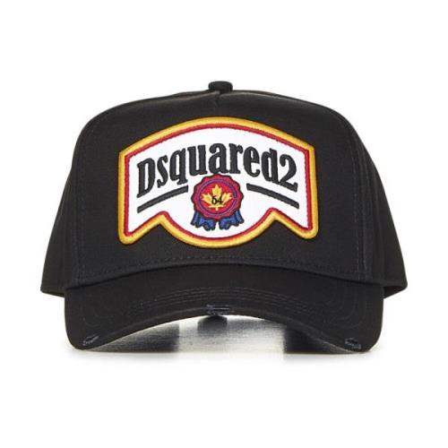 Dsquared2 Svart Bomull Baseballkeps Logo Patch Black, Herr