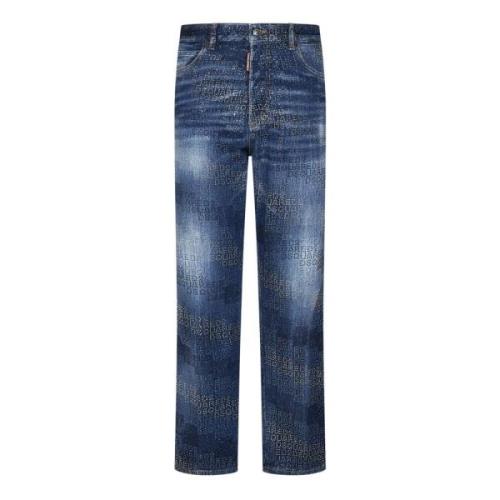 Dsquared2 Kristall Logo Blå Jeans Aw24 Blue, Dam