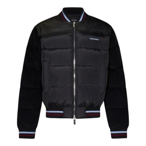 Dsquared2 Svart Bomber Mixed Puffer Dunjacka Black, Herr