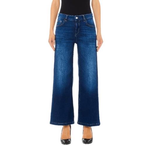 Liu Jo Hög Midja Cropped Flare Jeans Blue, Dam