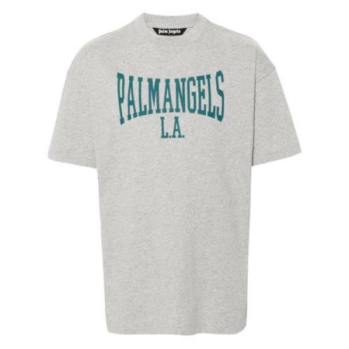 Palm Angels College Stil Bomull T-shirt Grå Gray, Herr