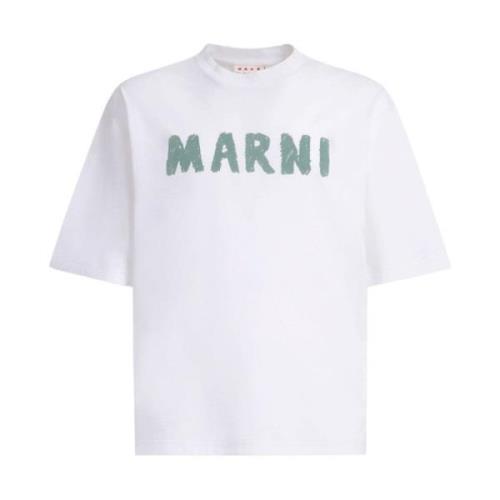 Marni Logo Patch Kortärmad T-shirt White, Herr