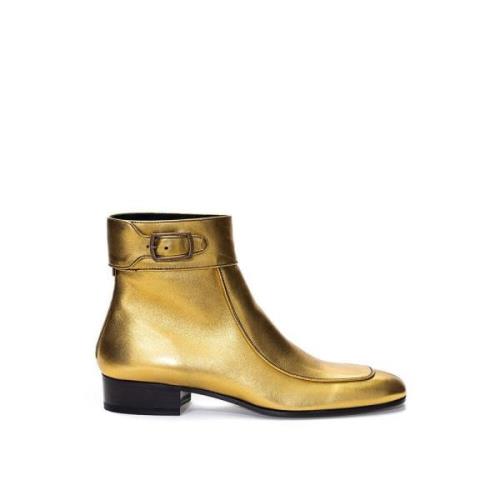 Saint Laurent Guld Läderstövlar Yellow, Dam