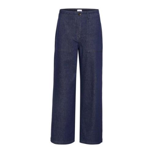 Saint Tropez Högmidjade Flare Denim Byxor Blue, Dam