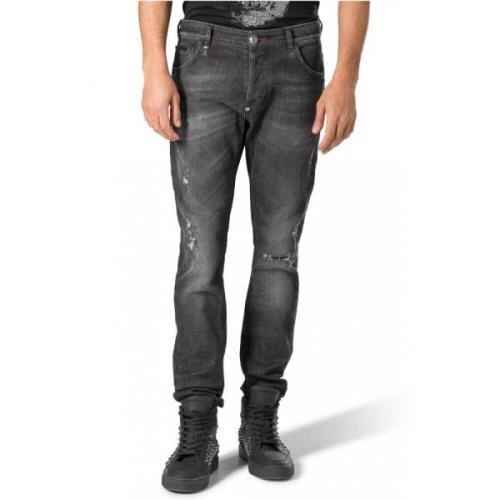 Philipp Plein Svarta Tapered Jeans Black, Herr