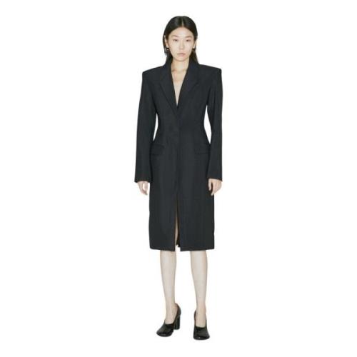 Mugler Elegant Shawl Lapel Structured Coat Black, Dam