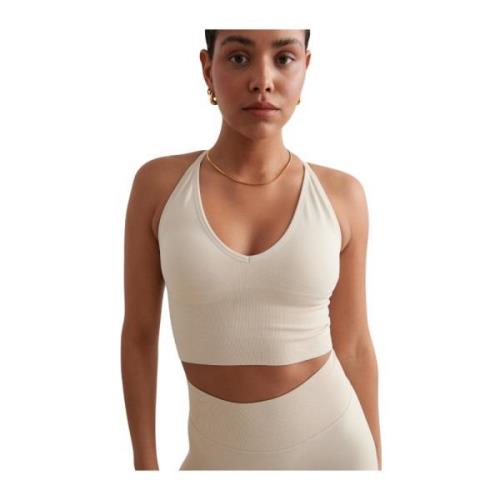 Aim'n Sömlös Cross Back Bralette Beige, Dam