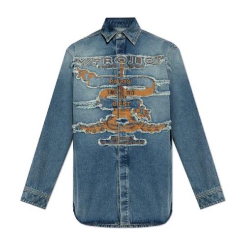 Y/Project Denim skjorta med logotyp Blue, Herr