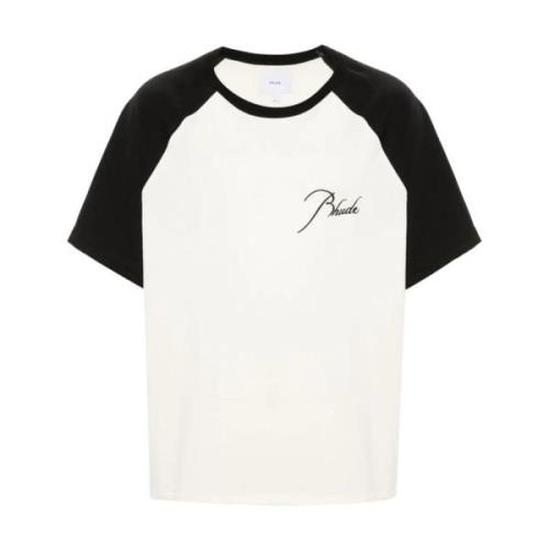 Rhude Vintage Black Raglan Tee White, Herr