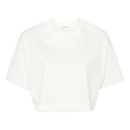 Moncler Vita T-shirts och Polos med Logotyp White, Dam