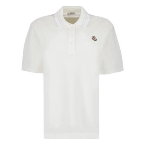 Moncler Randig Krage Klassiskt Logga T-shirts White, Dam